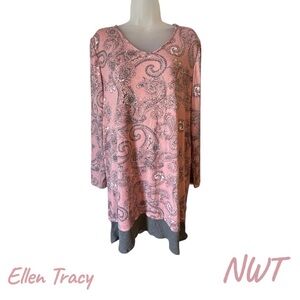 NWT Ellen Tracy Gorgeous V-Neck SUPER SOFT Sweater GRAY/BLUSH LARGE #4